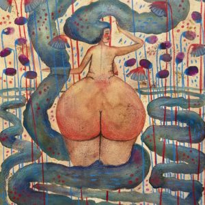 Картина на бумаге "Ма в цветах"